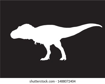 Graphical silhouette of dinosaur isolated on black,vector illustration