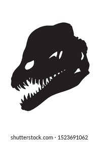 Graphical  silhouette of dinosaur skull  isolated ,vector tattoo illustration,dilofosaur