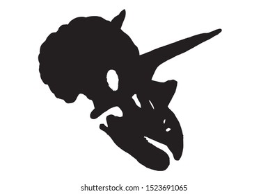 Graphical  silhouette of dinosaur skull isolated on white,vector sketch for tattoo and printing,paleontology