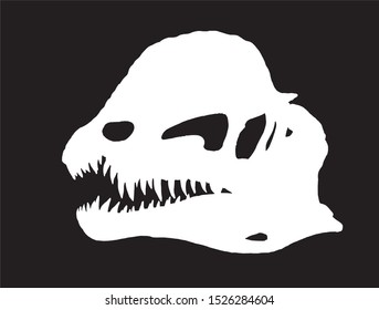  Graphical silhouette of dinosaur skull isolated ,vector engraved illustration