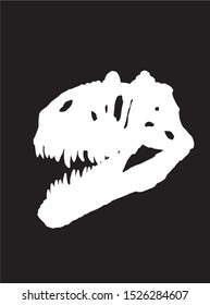  Graphical silhouette of dinosaur skull isolated ,vector engraved illustration