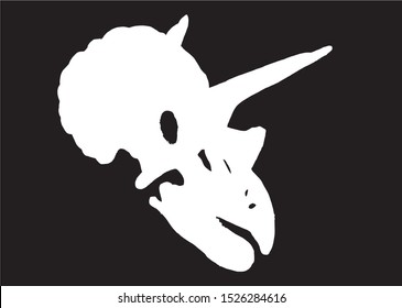  Graphical silhouette of dinosaur skull isolated ,vector engraved illustration