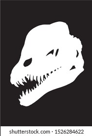  Graphical silhouette of dinosaur skull isolated ,vector engraved illustration
