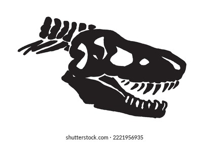 Graphical  silhouette of dinosaur skull  isolated on white background,vector illustration for tattoo and printing