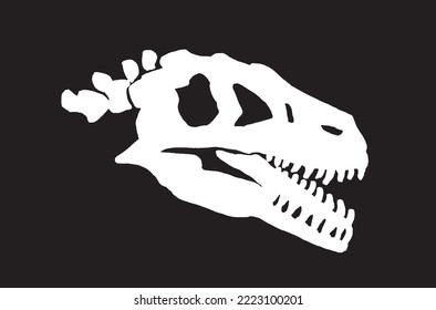 Graphical  silhouette of dinosaur skull  isolated on black background,vector illustration for tattoo and printing