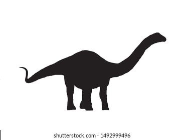 Graphical silhouette of diplodocus  isolated on white,vector illustration