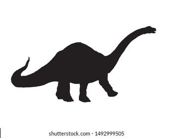 Graphical Silhouette Diplodocus Isolated On Whitevector Stock Vector ...