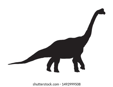 Graphical silhouette of diplodocus  isolated on white,vector illustration
