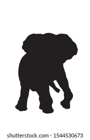 Graphical silhouette of elephant isolated on white background,vector illustration