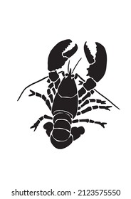 Graphical silhouette of lobster, sea-food element,vector illustration on white background