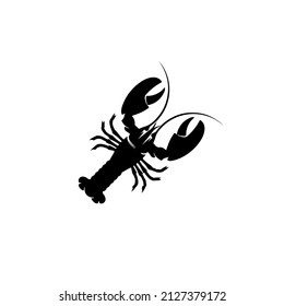 Graphical silhouette of lobster, sea-food element,vector illustration on white background