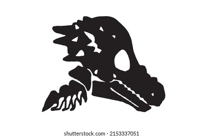 Graphical silhouette of skull of dinosaur pachycephalosaurus isolated on white background,vector element,paleontology