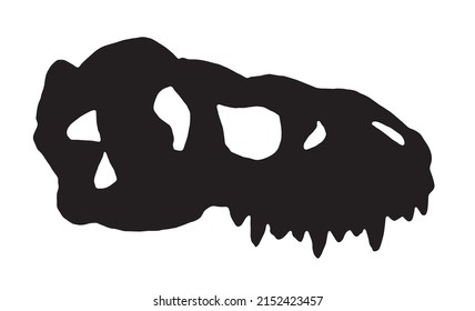 Graphical silhouette of skull of tyrannosaurus isolated on white background,vector element,paleontology