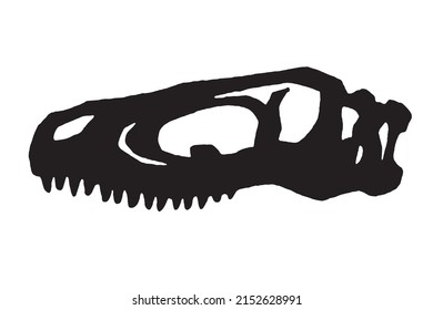 Graphical silhouette of skull of tyrannosaurus isolated on white background,vector element,paleontology