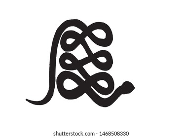 Graphical silhouette of snake isolated on white,vector illustration