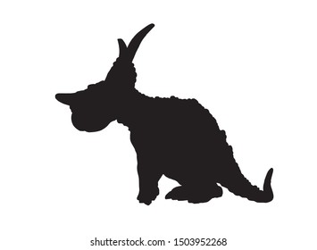 Graphical silhouette of triceratops isolated on white background,vector illustration