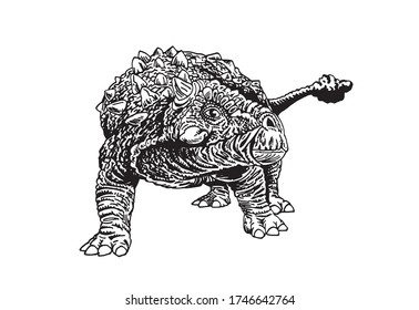Graphical Silvisaurus  isolated on white background, vector illustration, lizard