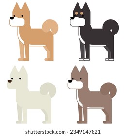 Graphical and simple Shiba Inu color variation illustration.