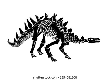 Graphical skeleton of stegosaurus isolated on white background,vector illustration, tattoo,science