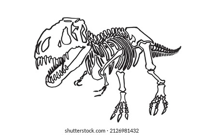 Graphical skeleton tyrannosaurus , vector dinosaur of jurassic period, illustration for educational books,printing