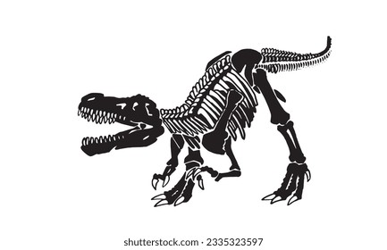 Graphical  skeleton of tyrannosaurus , vector dinosaur of jurassic period, illustration for educational books,printing