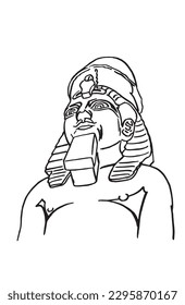  Esbozo gráfico del antiguo faraón egipcio de la Cuarta Dinastía Khafre aislado en un fondo blanco. Ilustración vectorial. Elemento Museo egipcio en El Cairo