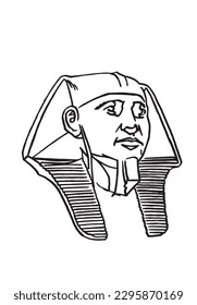  Graphical sketch of the ancient Egyptian pharaoh of the Fourth Dynasty Khafre isolated on white background. Vector illustration. Egyptian Museum in Cairo element