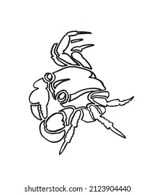 Graphical sketch of crab isolated on white background,vector sea-food element for coloring doodle drawing