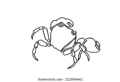 Graphical sketch of crab isolated on white background,vector sea-food element for coloring doodle drawing