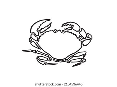 Graphical sketch of crab isolated on white background,vector sea-food element for coloring lined drawing