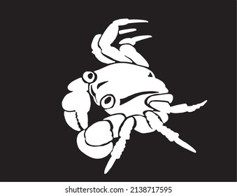 Graphical sketch of crab on black background,vector sea-food drawing