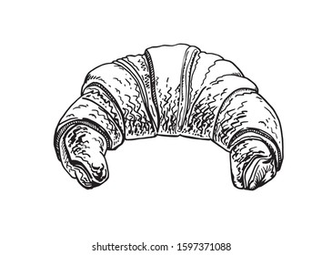 Graphical sketch of croissant isolated on white background,vector  illustration
