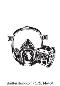 Graphical sketch of gas mask isolated on white bakground,vector illustration 