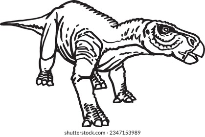 Graphical sketch of iguanodon,vector illuatration for coloring and design.