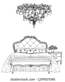 Graphical sketch of an interior bedroom