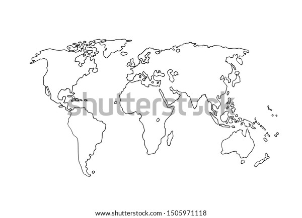 Graphical Sketch Map World Coloring Booksvector Stock Vector (Royalty ...