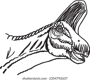 graphical sketch of portrait of Pachycephalosaurus isolated on white,vector illustration,dinosaur