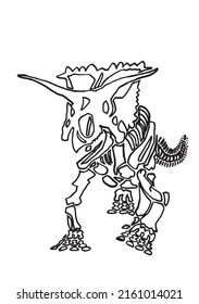 Graphical sketch of triceratops attacking isolated on white,vector illustration for books,coloring,tattoo