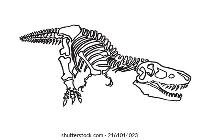 Graphical sketch of tyrannosaurus attacking isolated on white,vector illustration for books,coloring,tattoo