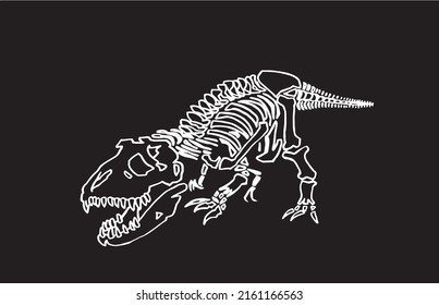 Graphical sketch of tyrannosaurus attacking  on black,vector engraved illustration