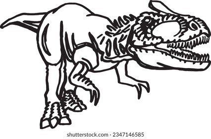 Graphical sketch of  tyrannosaurus rex,angry  dinosaur for coloring,design,logo and printing