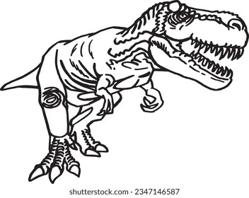 Graphical sketch of  tyrannosaurus rex,angry  dinosaur for coloring,design,logo and printing