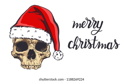 Graphical skull in New Years hat,vector illustration