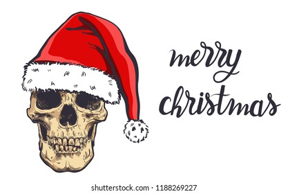 Graphical skull in New Years hat,vector illustration