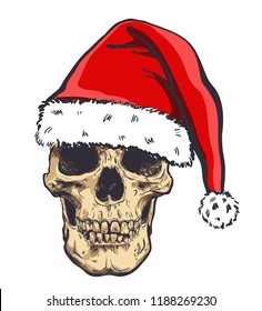 Graphical skull in New Years hat,vector illustration