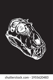 Graphical skull of Titanophoneus isolated on black,element of paleontology