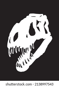 Graphical skull of tyrannosaurus isolated on black, vector fossil