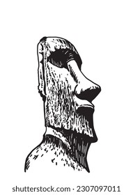 Grafische Statue des Moai auf weißem Hintergrund, Statue der Osterinsel . Vektorgrafik