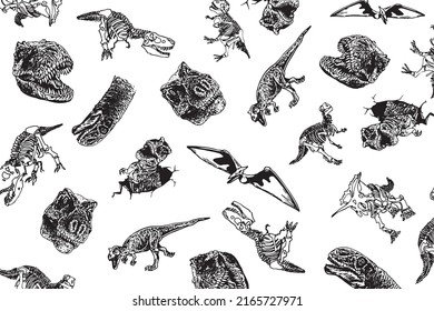 Graphical stylish cover with dinosaurs on white background, vector illustration for background, printing books and design . Fashion pattern 