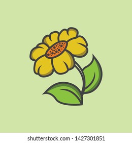 Graphical sunflower vector illustration bloom flower, decorative flower, isolate flower